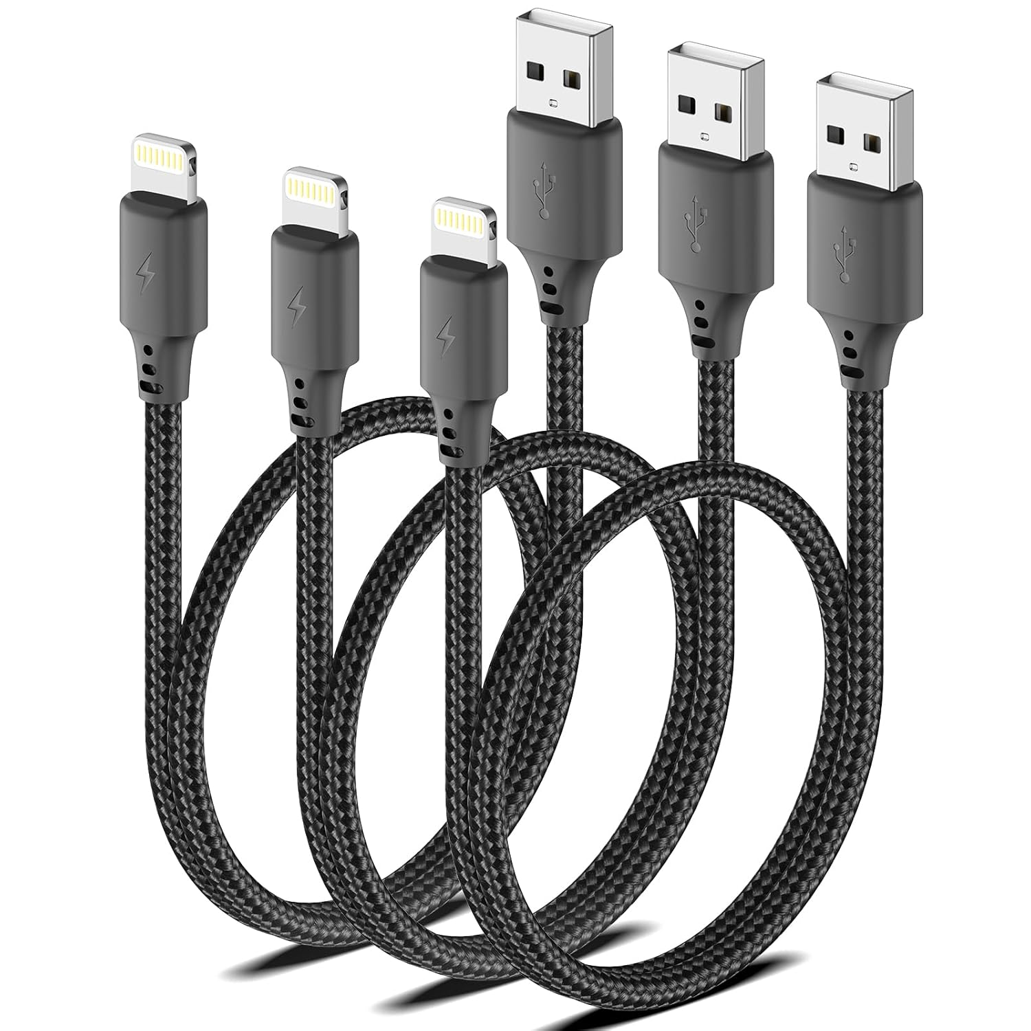 1.5 Foot Lightning Cable, [Mfi Certified] 3Pack 1.5Ft Iphone Charging Cable for