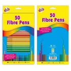 50pk FELT TIP PENS SET FINE FIBRE MARKERS COLOURING DRAWING ART SET KIDS SCHOOL
