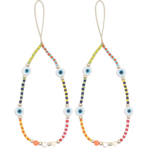 2pcs Phone Wrist Straps Evil Eye Cellphone Charms Beaded Phone Chain Phone - Zdjęcie 4 z 12