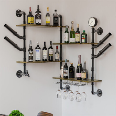 Wall Corner Floating Wine Rack Bar Shelf Display Storage Holder