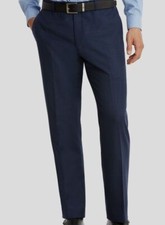  190 Tommy Hilfiger Men's Blue Plaid Modern-Fit Stretch Dress Pants Size 33W 30L