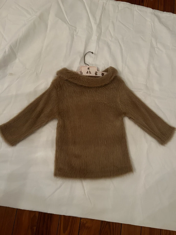 Suéter Vintage Años 70 Tam O’Shanter Marrón Imitación Mohair Cuello Alto Niños Talla 7 Foto 2 de 4