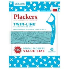 Plackers Twinline Cool Mint Dental Floss Picks - 150 Count