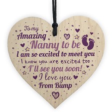 Nan Nanny To Be Gift Funny Novelty Wooden Heart Baby Shower Gift For New NAN