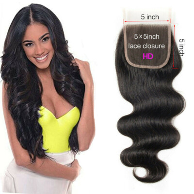 HD 5by5 Lace Closure Virgin Remy Human Hair Free Part  Natural Black