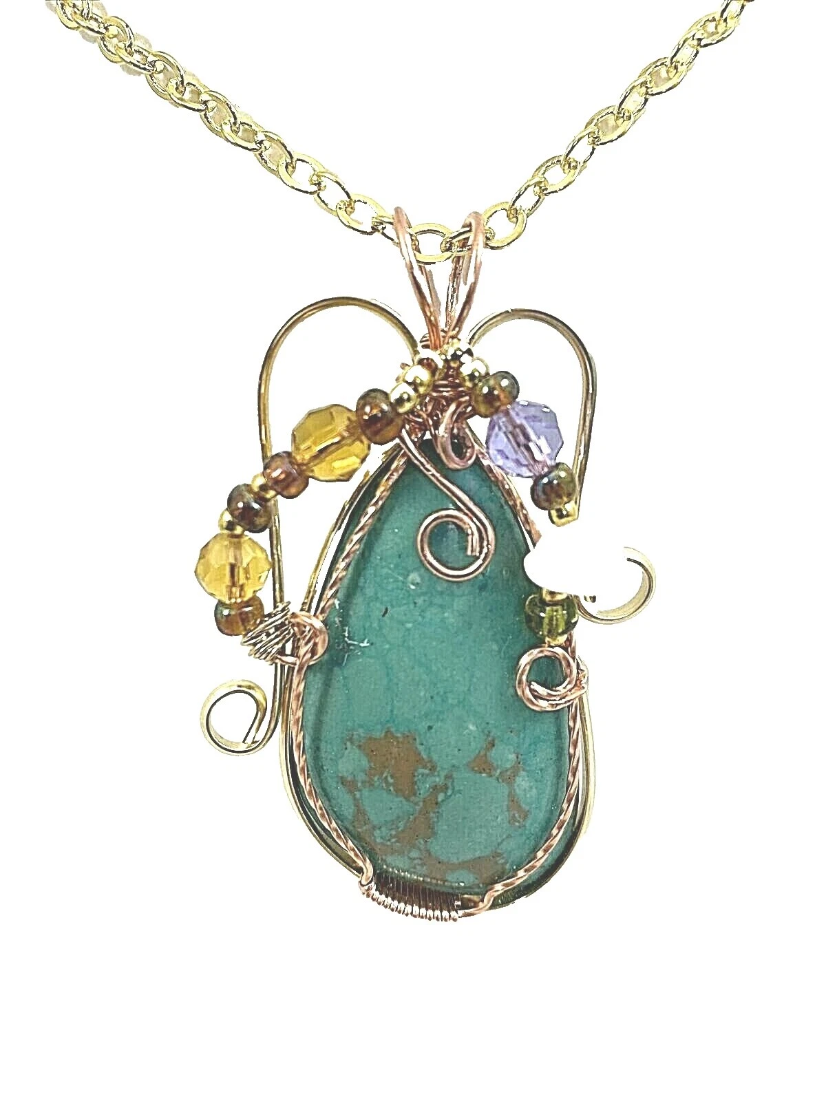 Collares y colgantes De Cobre turquesa hecho a mano