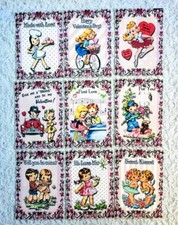 Set of 9 Cards Valentine Vintage Kids Pocket Pen Pal Letter Cards Only 160N