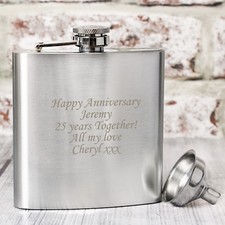 Personalised Engraved 6oz Hip Flask, Funnel+Luxury Moulded Gift Box - 18th, 21st