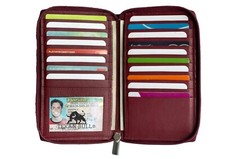 RFID Premium Leather Zip-aroundBifold Credit Card Holder Wallet Travel Organizer