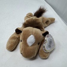 TY Beanie Babies Derby The Horse 1995 With White Patch Tag In Plastic Protector