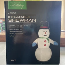 Inflatable 4ft Snowman w/ Scarf  Living Solutions Holiday Christmas Decor 