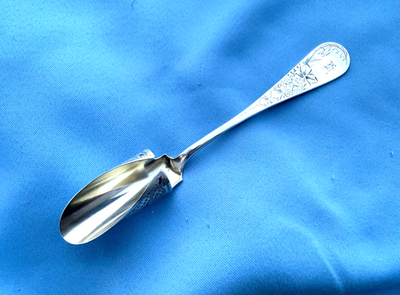 #ad Whiting Sterling Cheese Scoop Light Gold Wash 8 In Mono 73 Gr $175.00