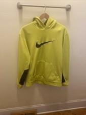 Nike Therma Fit Hoodie Mens Large Yellow Neon Pullover Sweatshirt Euc