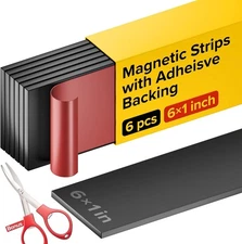 Magnetic Strips with Strong Adhesive - Set of 6 for Organizing Tools & Crafts