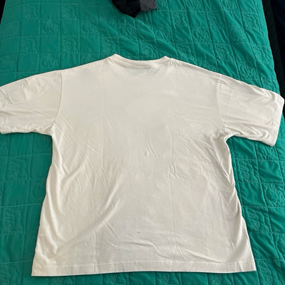 ZARA Men s L White Cotton Knit Crew Neck Short Sleeve Logo T-Shirt