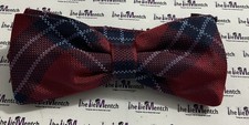 BROOKS BROTHERS  Red Fleece  Red  Blue Plaid Design Pre Tied Adjustable Bow Tie