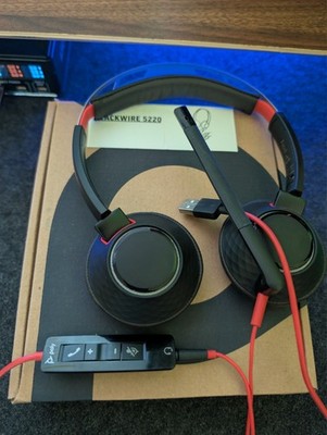 Poly Blackwire 5220 USB-A Headset w/ Boom Mic - Dual Ear Black/Red - New/Unused