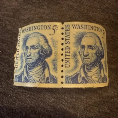 1966 3 US 5 Cent George Washington Stamp Blue Unused Rare Vintage - Image 1 of 2