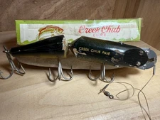Vintage Creek Chub Pikie Jointed Fishing Lure w/ Box – Black Scale & Red Head