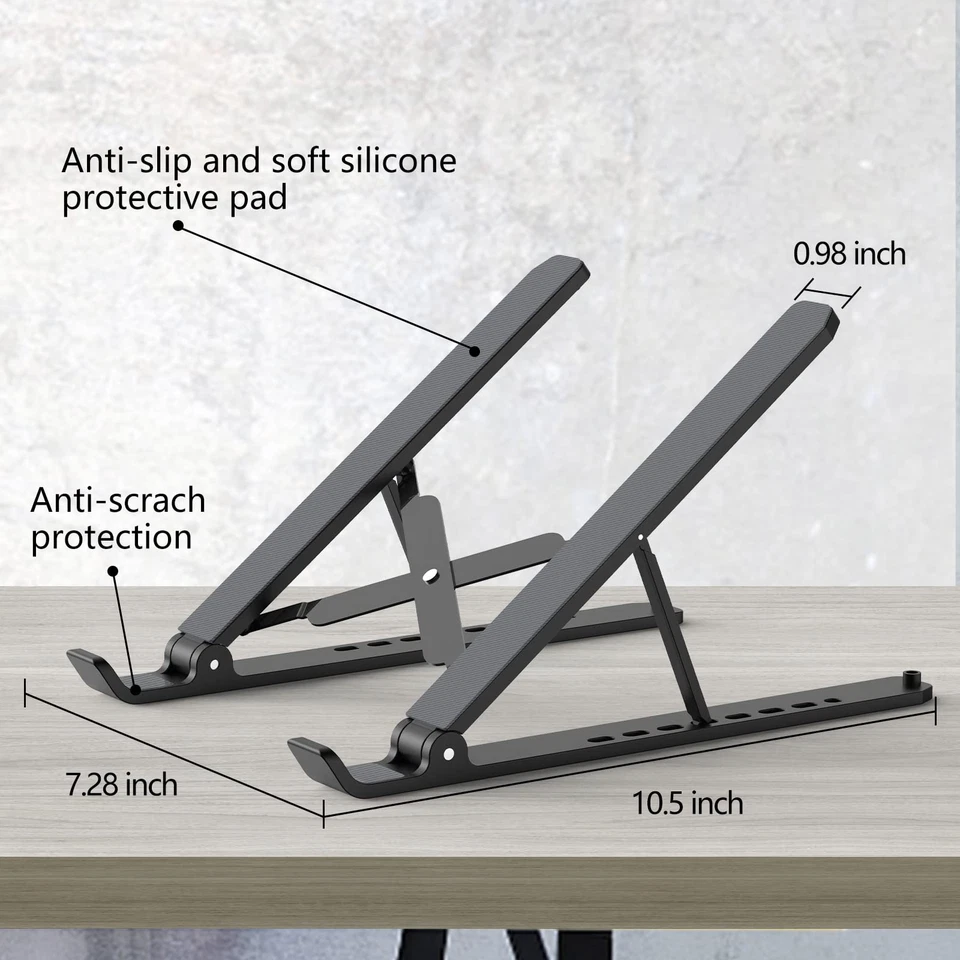 Laptop Stand for Desk Adjustable Laptop Riser ABS+Silicone Foldable Portable ... - Image 4 of 4