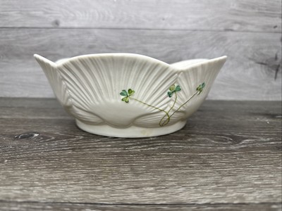 2000 Belleek Millennium Harp Shamrock Salad Bowl 3.5  X 9 