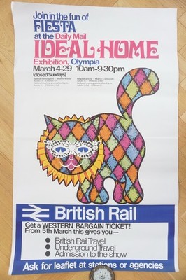 80s Daily Mail Ideal Home Exhibition Olympia British Rail Railway Travel Poster