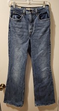 Levi's Premium 70s High Flare Jeans Distressed Medium Wash Big E Womens Sz 27x32