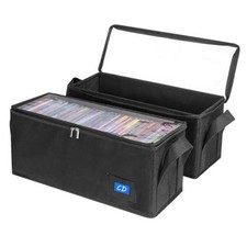 CD Case Holder with Handles and Clear Lid, 2-Pack Black CD Storage Box CD-2PACK