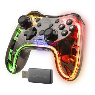 MGP24, Wireless 2.4GPRO Gamepad, Transparenter NeonRGBLook, Duales Haptisches...
