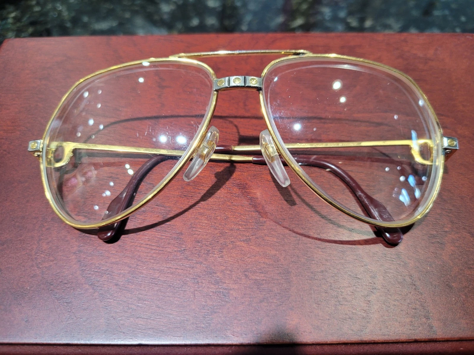 Cartier — 1980's Vintage Cartier gold-plated Vendome Santos Aviator Eyeglasses 59-14-135