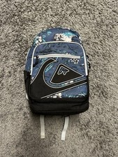 Quicksilver Backpack Unisex School Travel Bag Blue Black Embroidered Pockets