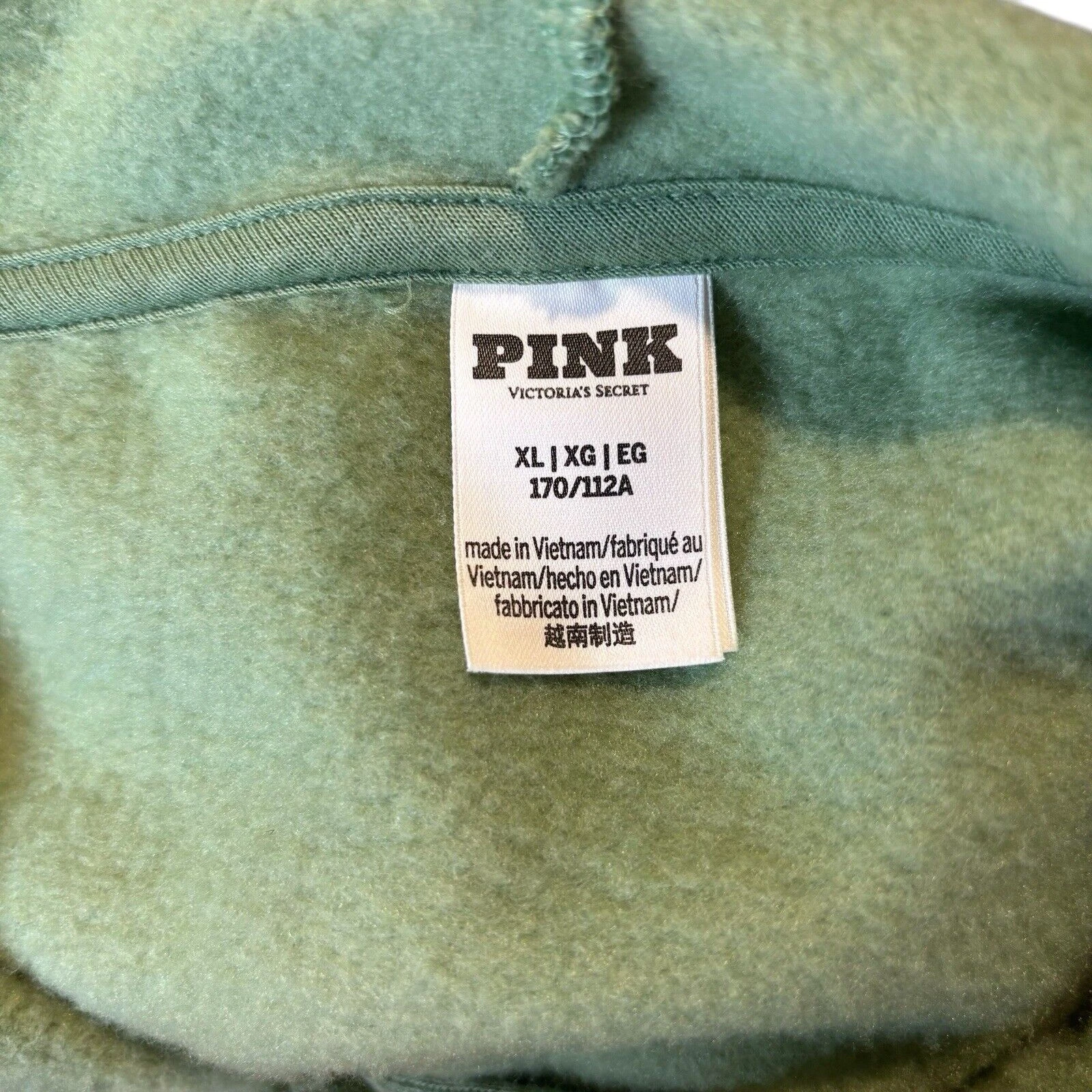 UNDERCOVER Felpa con cappuccio Pink By Victoria's Secret Ivy Fleece Cropped taglia XL verde erba selvatica