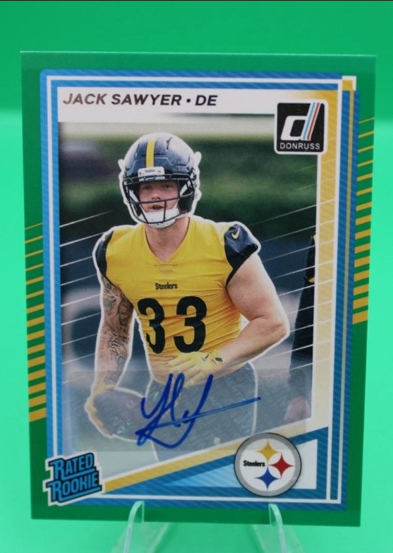 2025 Panini Donruss - Rated Rookie Jack Sawyer #390 Green Autographs (AU, RC)