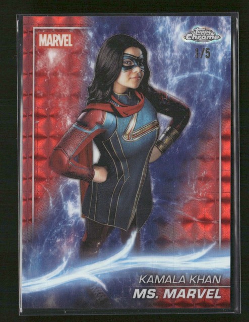 2025 Topps Chrome Marvel Studios Ms. Marvel Red Geometric #1/5 First on Print