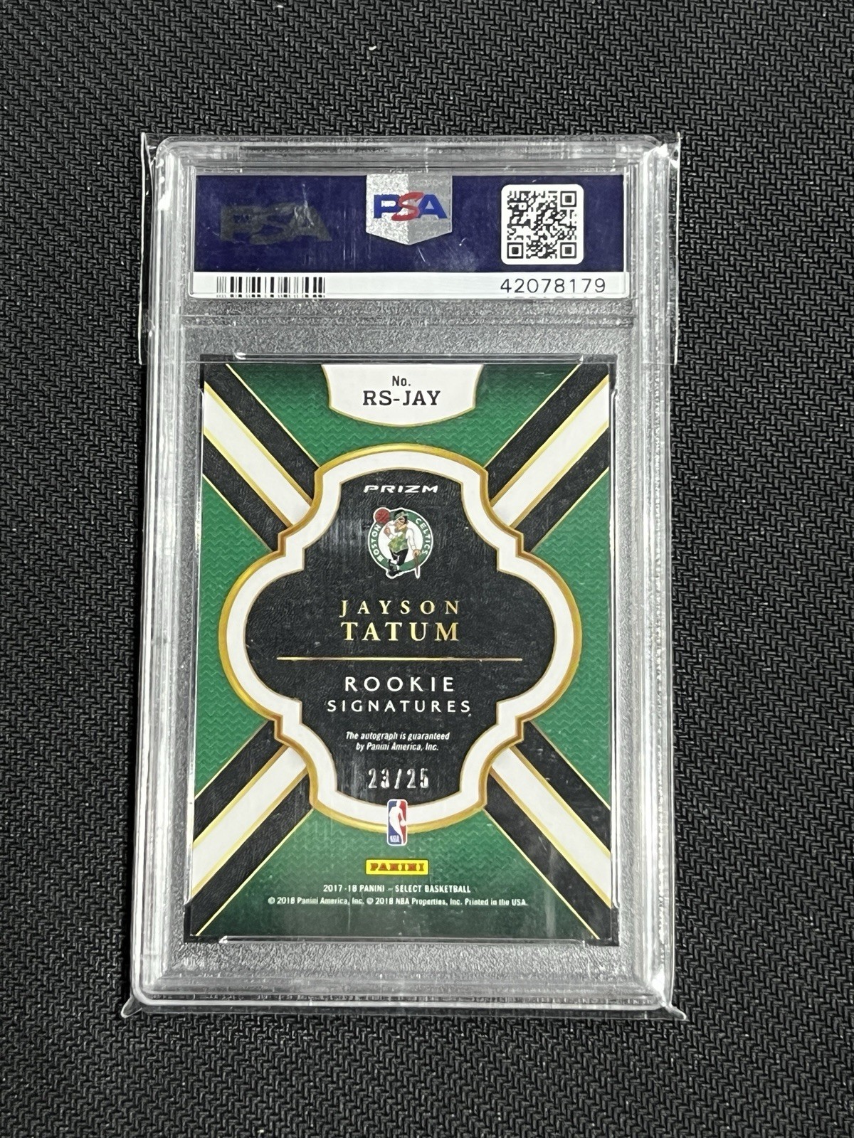 2017 JAYSON TATUM SELECT TIE DYE ROOKIE SIGNATURES AUTO #23/25! PSA9 AUTO RC view 2
