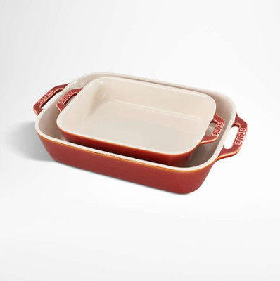 Rustic Red 2-Piece Rectangular Ceramic Baker Set