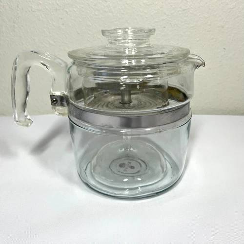 Vintage Pyrex Flameware Glass Percolator Coffee Pot 7756-B 6 Cup Complete