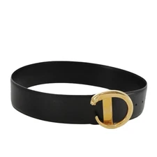 CARTIER PANTHERE Belt Leather 31.1"""""""" Black Auth yk15930