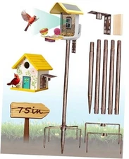 Bird Feeder Pole – 75 Inch Height Bird House Pole with 1-Inch Dia Heavy 75 IN