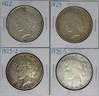 1922 1923 1923-S 1925-S Peace Dollar Lot of 4 (707)