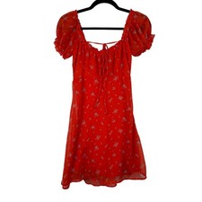 Women's Urban Outfitters Floral Short Sleeve Mini Sun Dress Tie Front Summer -XS