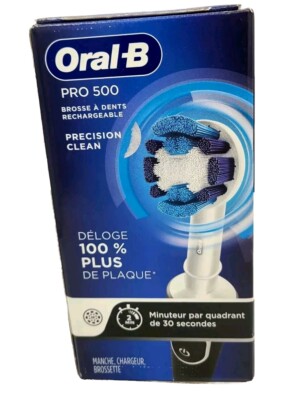 Oral-B Pro 500 Electric Rechargeable Toothbrush with Precision Clean - White