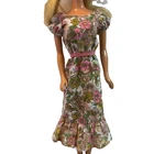 Barbie Doll Mommy Made Pink Green & Brown Dress