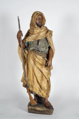 Friedrich Goldscheider (1845-1897) Le Garde, terre cuite polychrome, vers 1890 - Photo 1/4