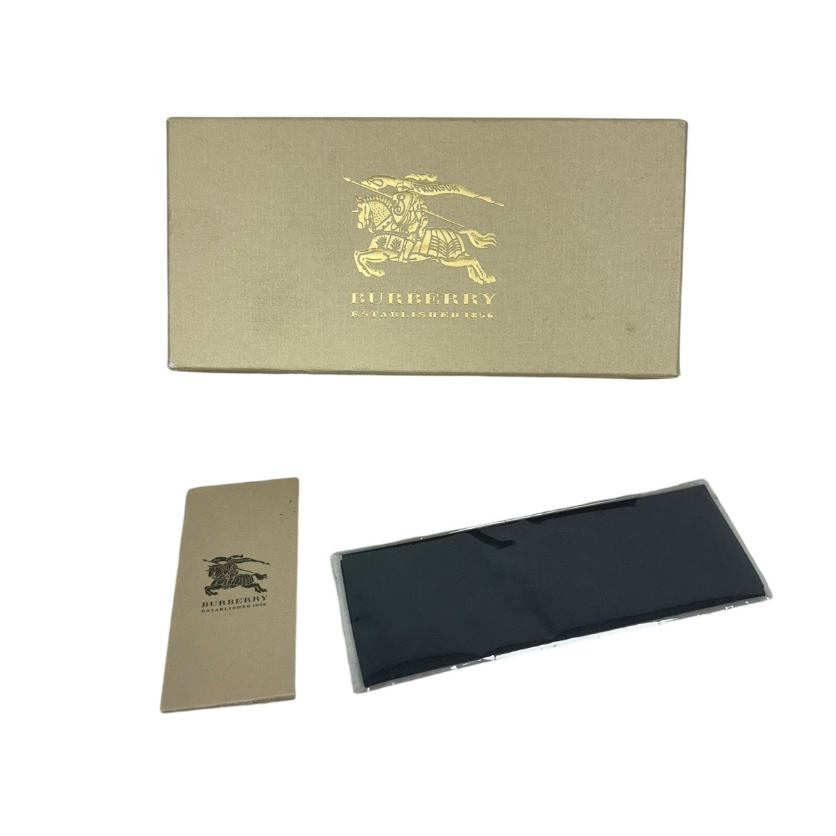Burberry Sunglass Case Box, Black Cleaning Cloth & Brochure 