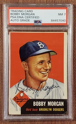 1953 Topps #85 Bobby Morgan Brooklyn Dodgers Baseball Card PSA/DNA AUTO