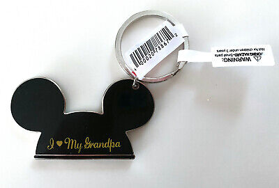 Walt Disney World Mickey Mouse Ears Hat I Love My Grandpa Metal Keychain NEW