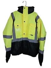 Protective Industrial Products Mens XXL Neon Green Jacket Type R Class 3