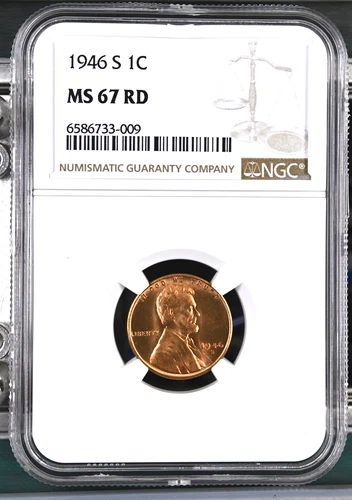 1946 S Lincoln Wheat Cent: Gorgeous Super Crisp NGC MS67 Red ~ Free Shipping
