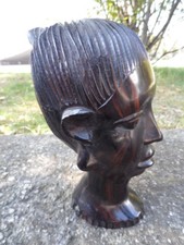 scultura etnica volto raro legno teak anni 50' originale perfetta da collezione
